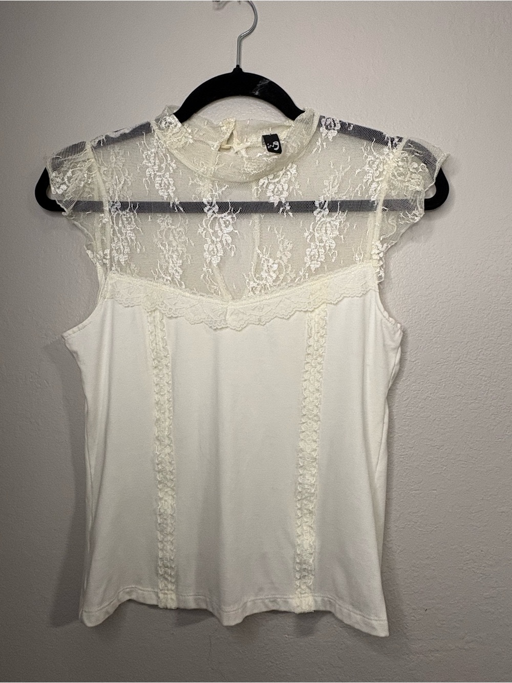Ing Cream Lace Yoke Sleeveless Camisole